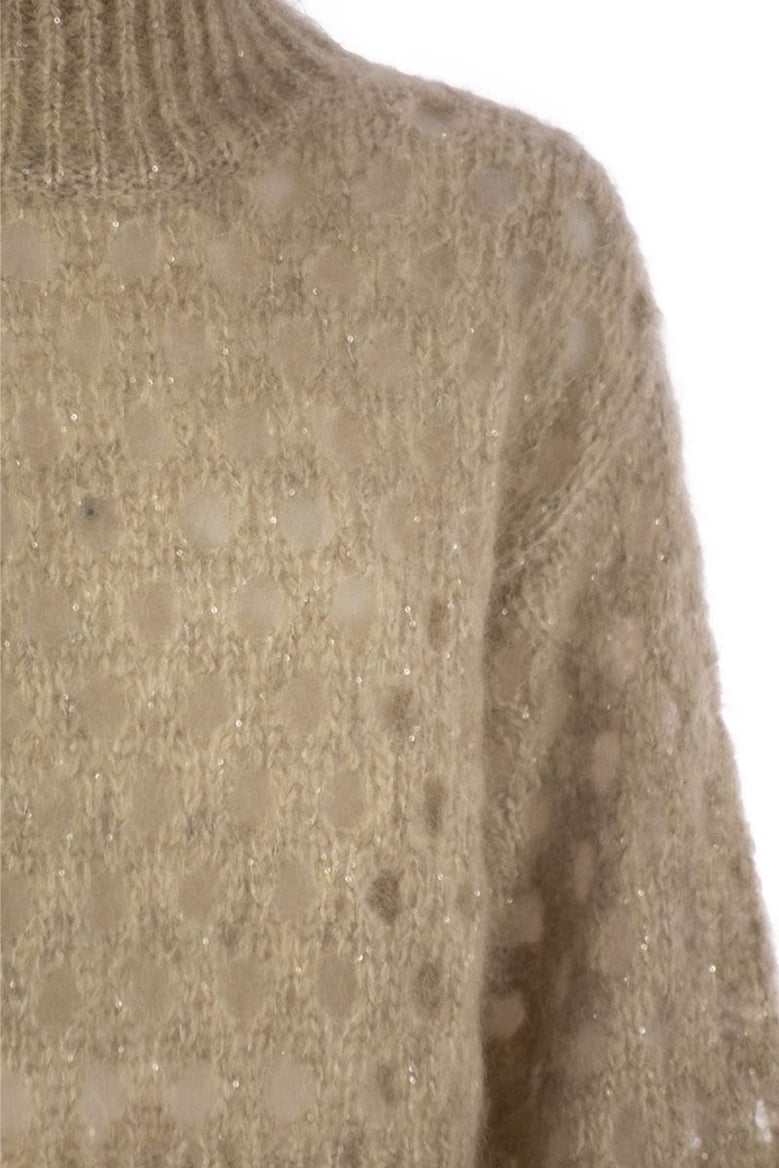 dazzling net turtleneck sweater made of mohair and wool wispy by Selfnex