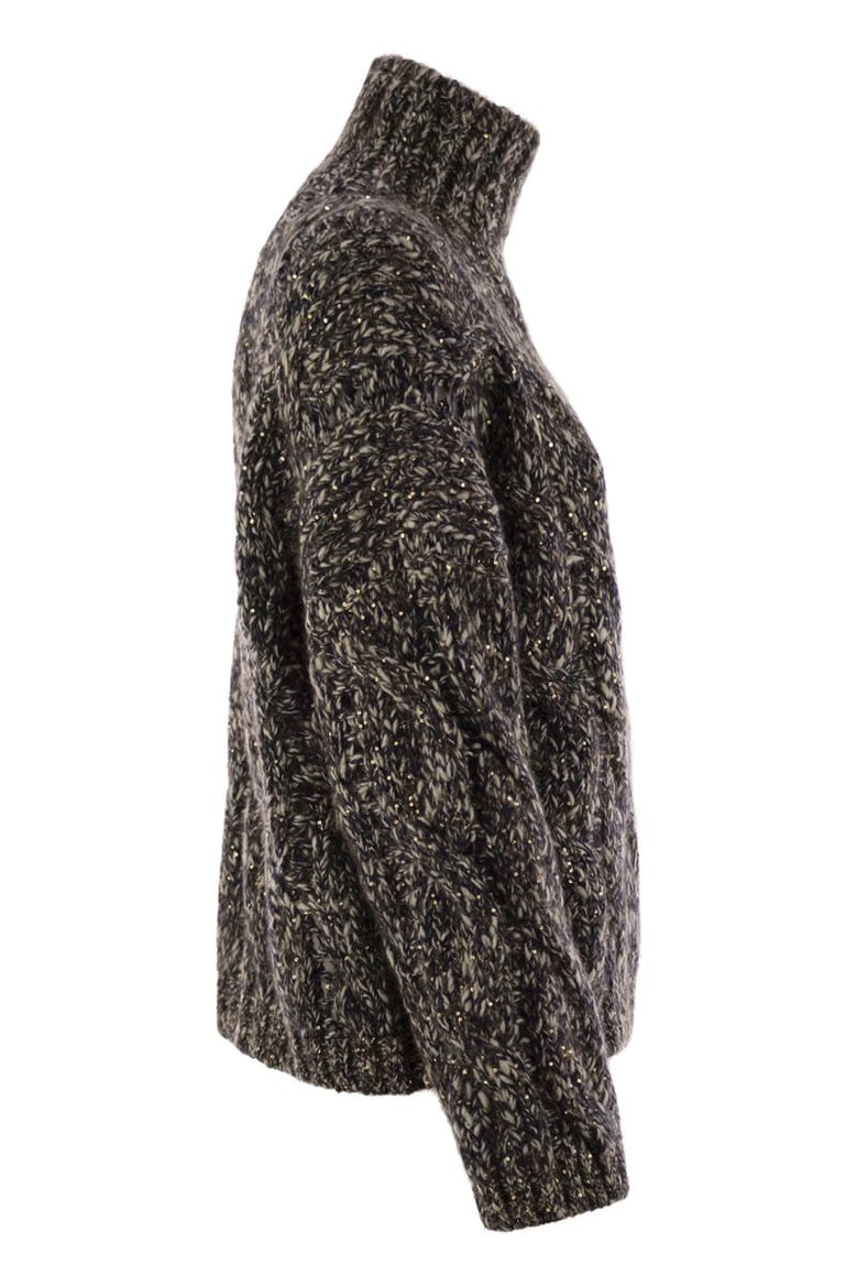 soft wool cashmere and mohair turtleneck sweater with braided design by Selfnex