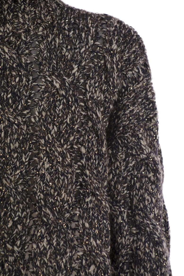 soft wool cashmere and mohair turtleneck sweater with braided design by Selfnex
