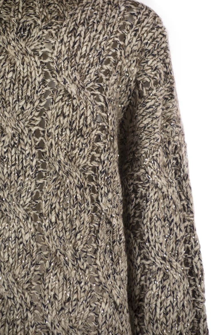 soft wool cashmere and mohair turtleneck sweater with braided design by Selfnex