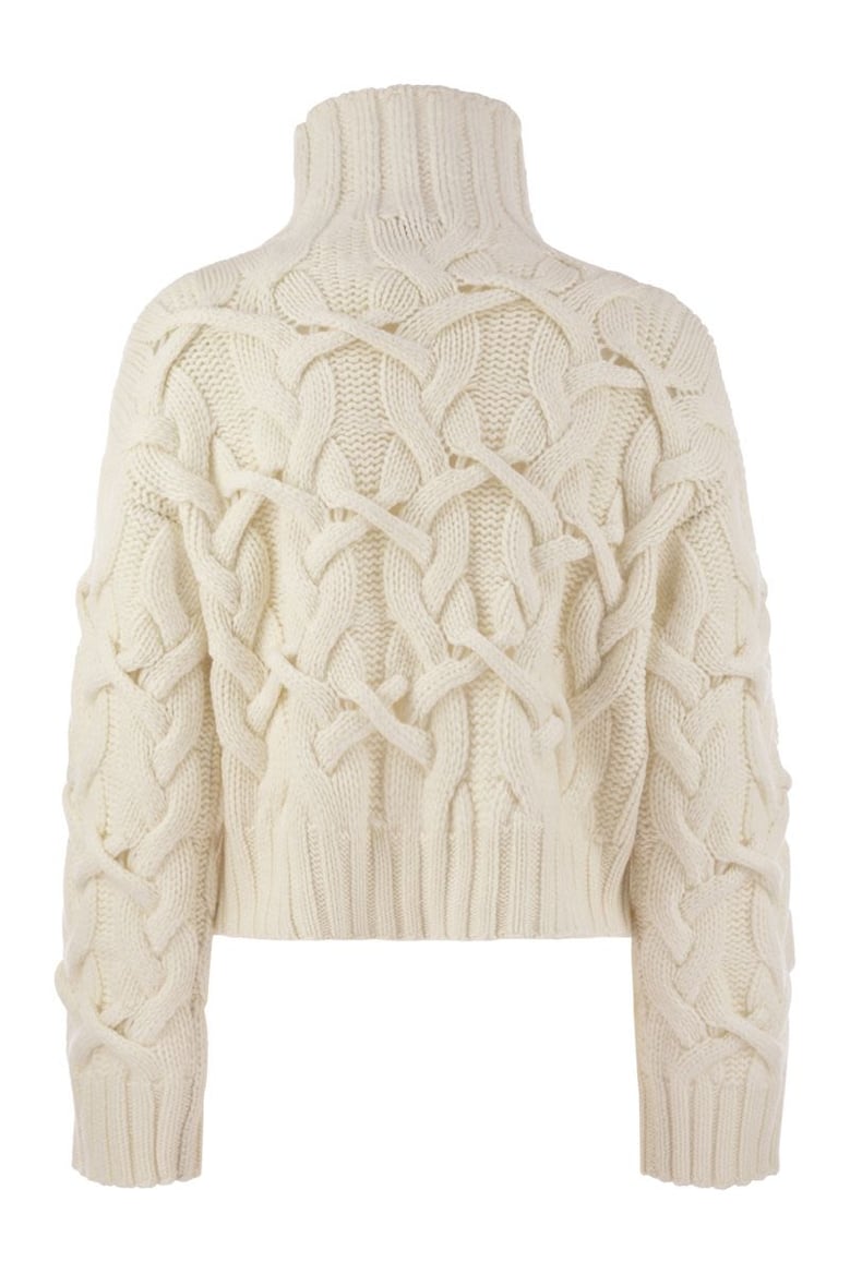 braided high-necked cashmere sweater by Selfnex