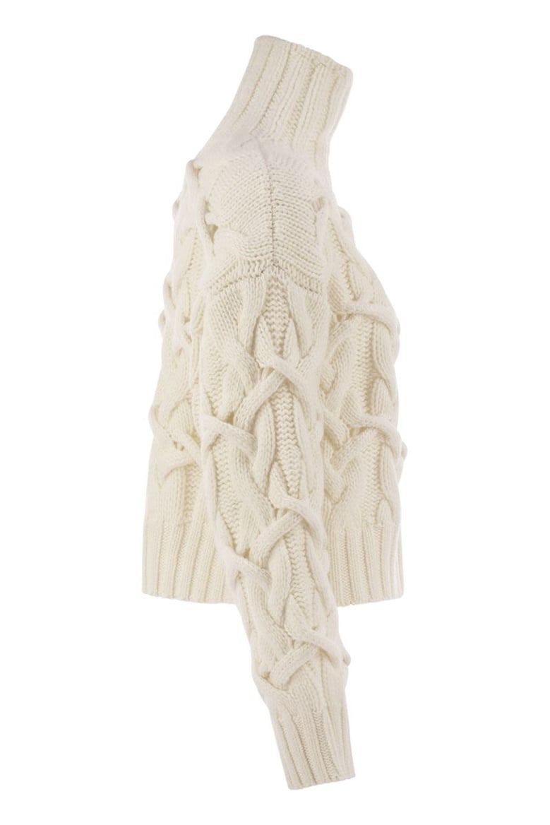 braided high-necked cashmere sweater by Selfnex