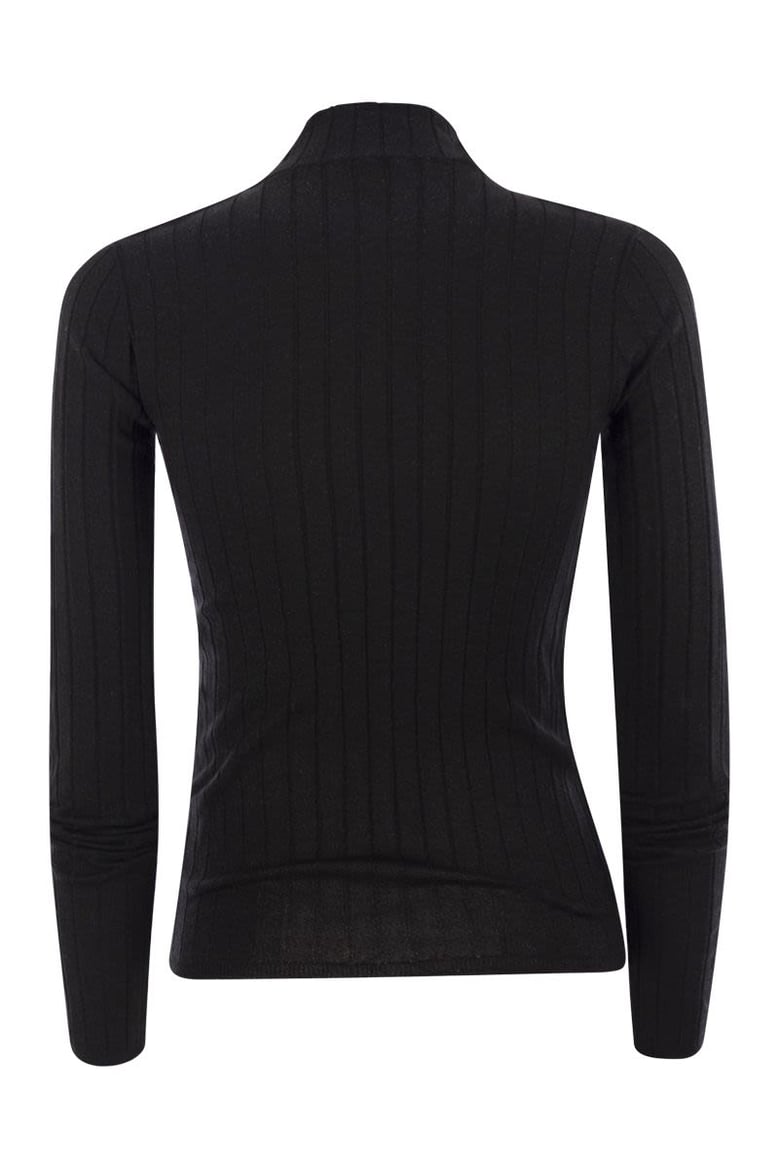lightweight cashmere and silk broad rib sweater by Selfnex