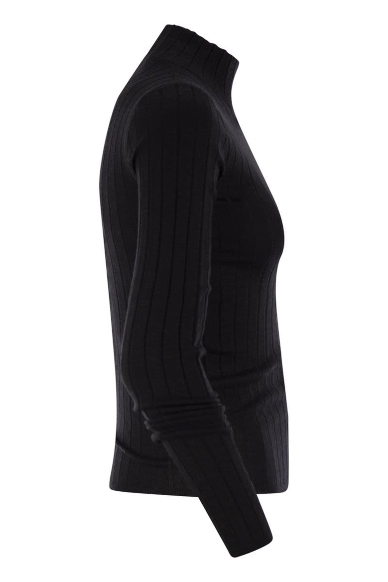 lightweight cashmere and silk broad rib sweater by Selfnex