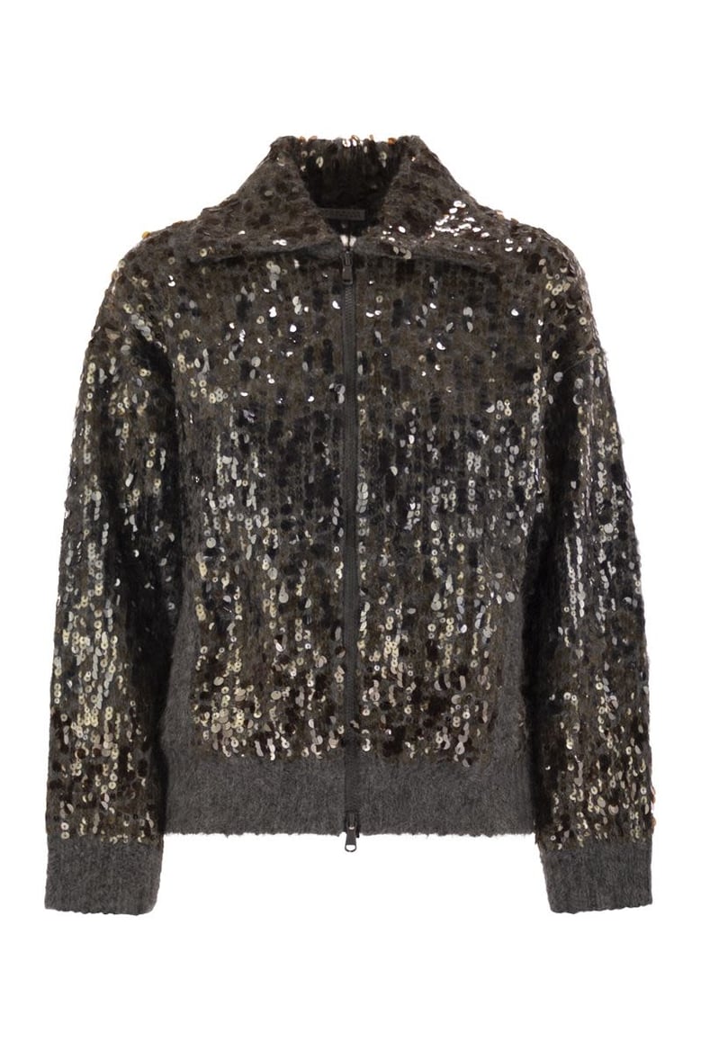 dazzling dégradé embroidery mohair and wool cardigan by Selfnex