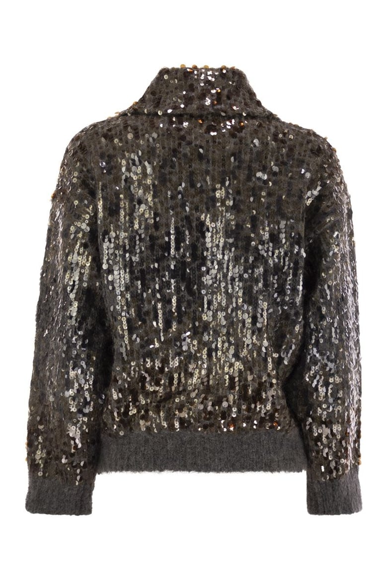dazzling dégradé embroidery mohair and wool cardigan by Selfnex