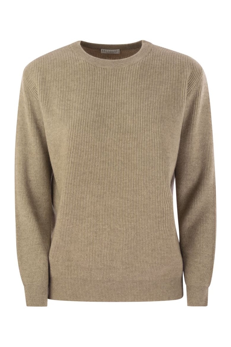 english rib cashmere sweater with monile by Selfnex