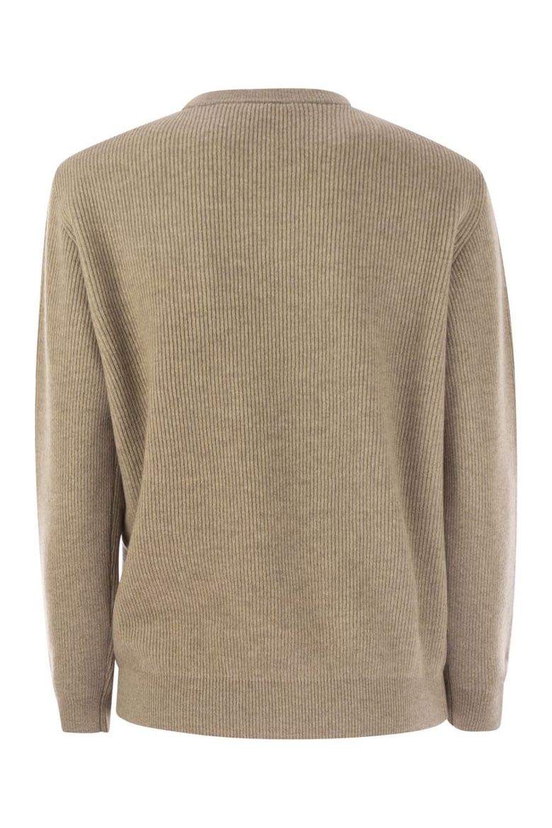 english rib cashmere sweater with monile by Selfnex