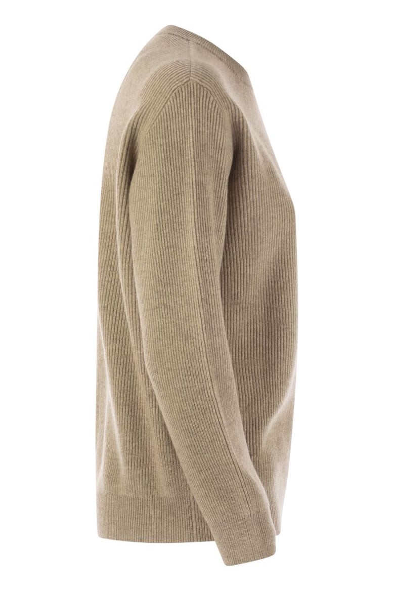 english rib cashmere sweater with monile by Selfnex