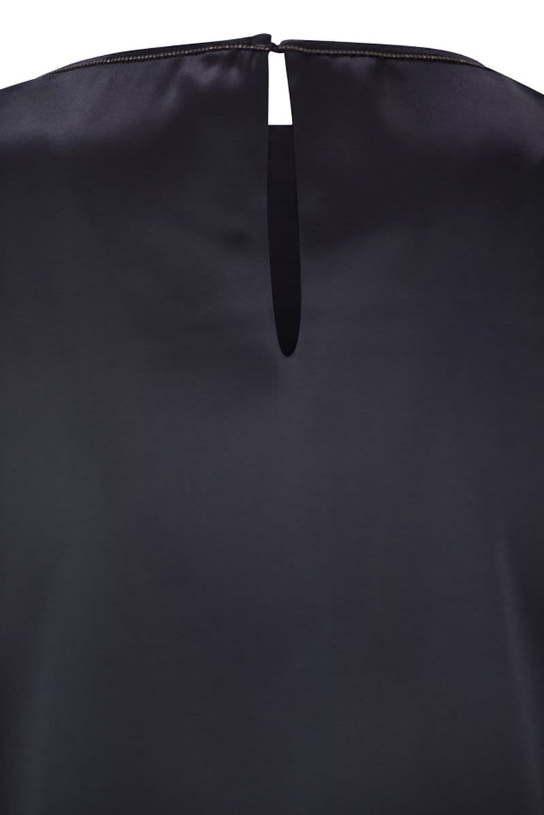 stretch silk satin top with jewellery by Selfnex