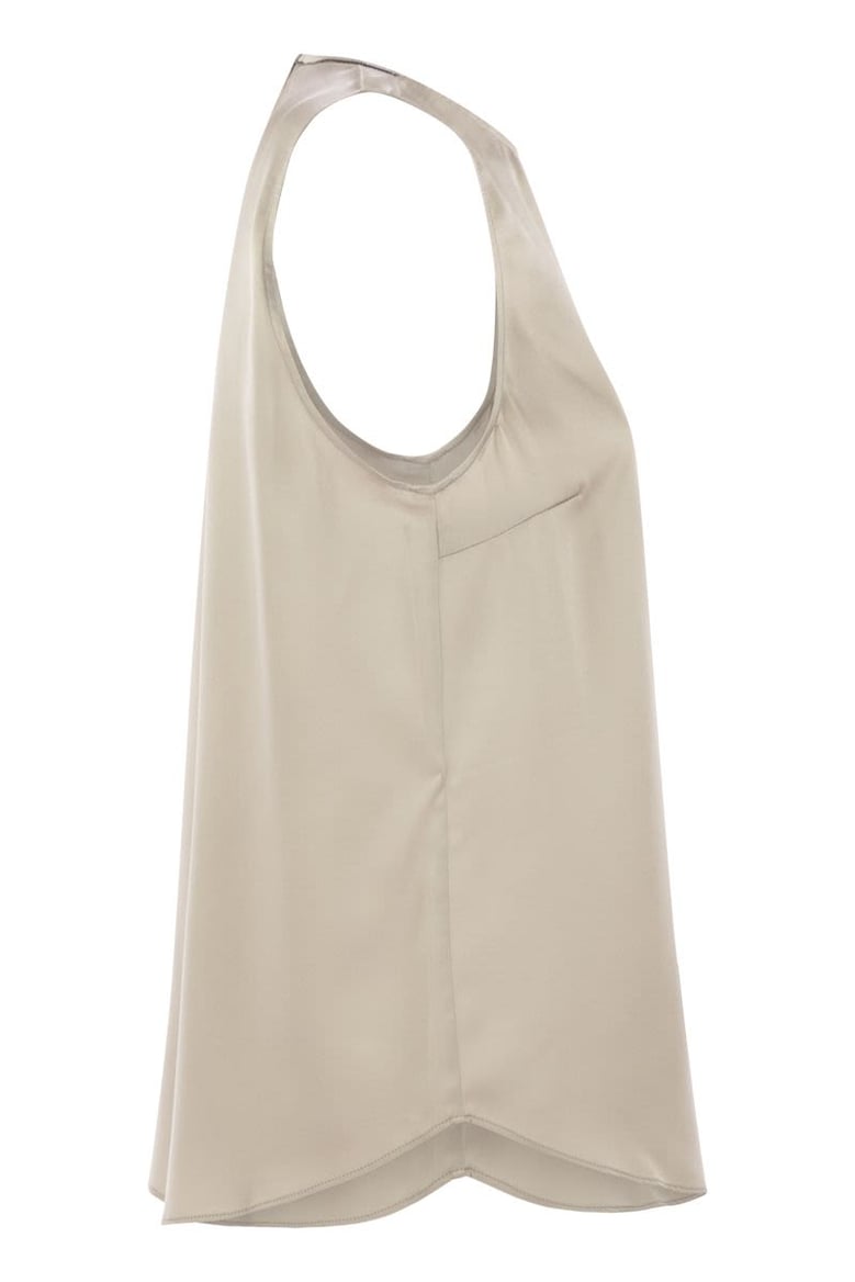 stretch silk satin top with jewellery by Selfnex