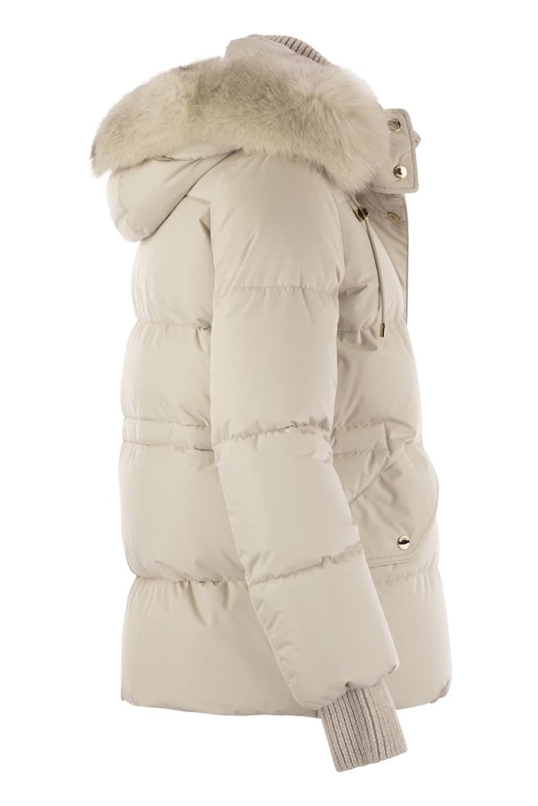 attica-stp - short down jacket with hood and fur by Selfnex