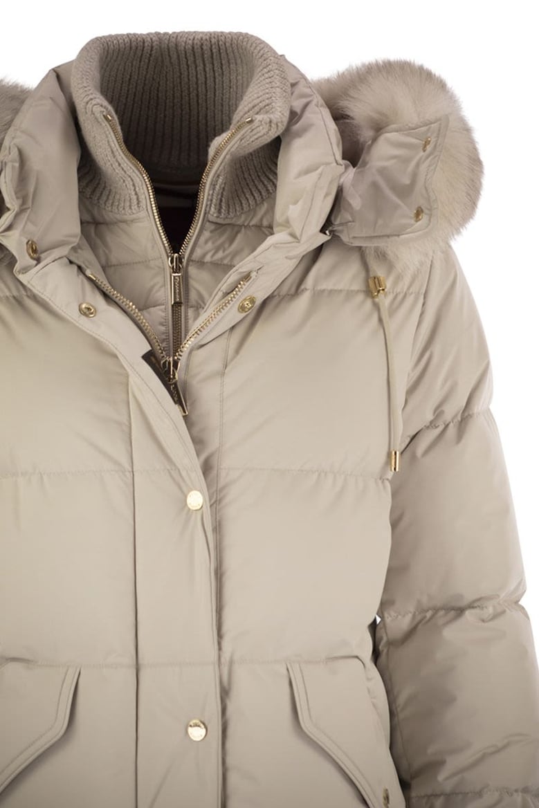 attica-stp - short down jacket with hood and fur by Selfnex