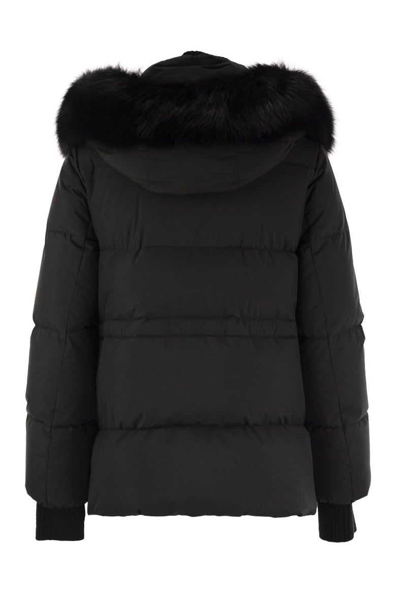 attica-stp - short down jacket with hood and fur by Selfnex