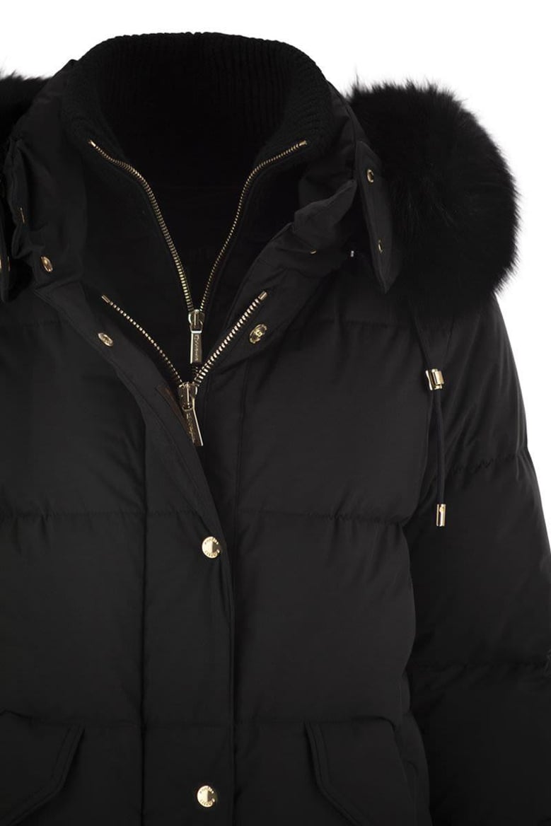 attica-stp - short down jacket with hood and fur by Selfnex