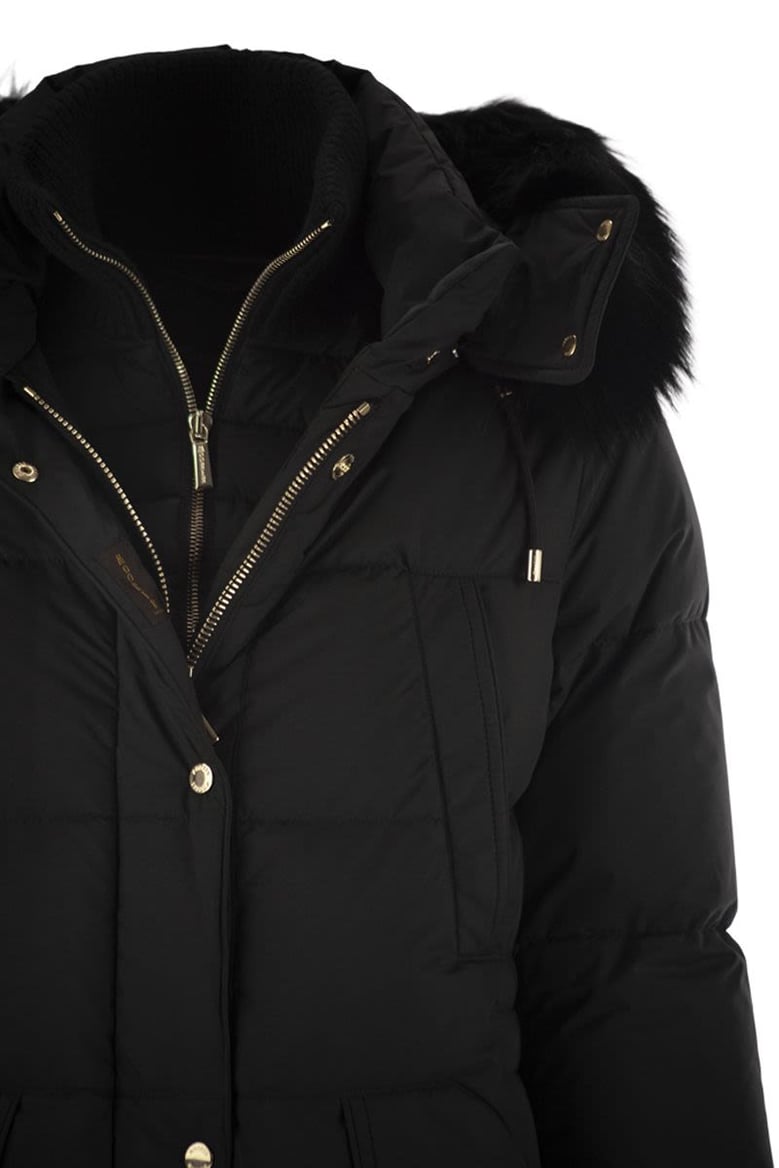 talassa-stp - long down jacket with hood by Selfnex