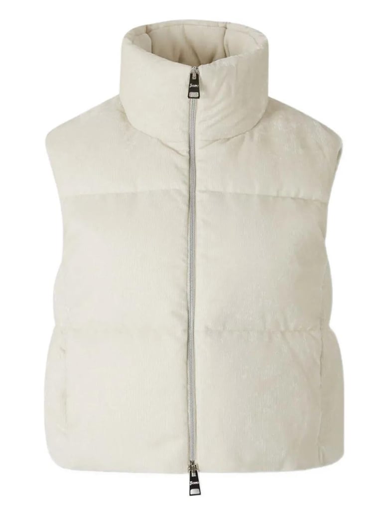 velvet sleeveless down jacket by Selfnex