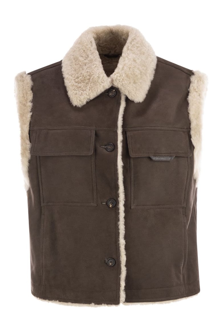 sleeveless shearling outerwear by Selfnex
