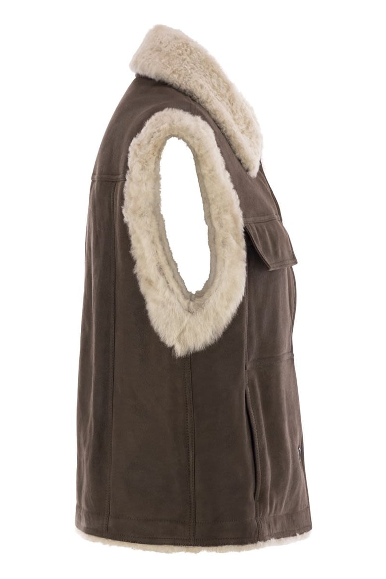 sleeveless shearling outerwear by Selfnex