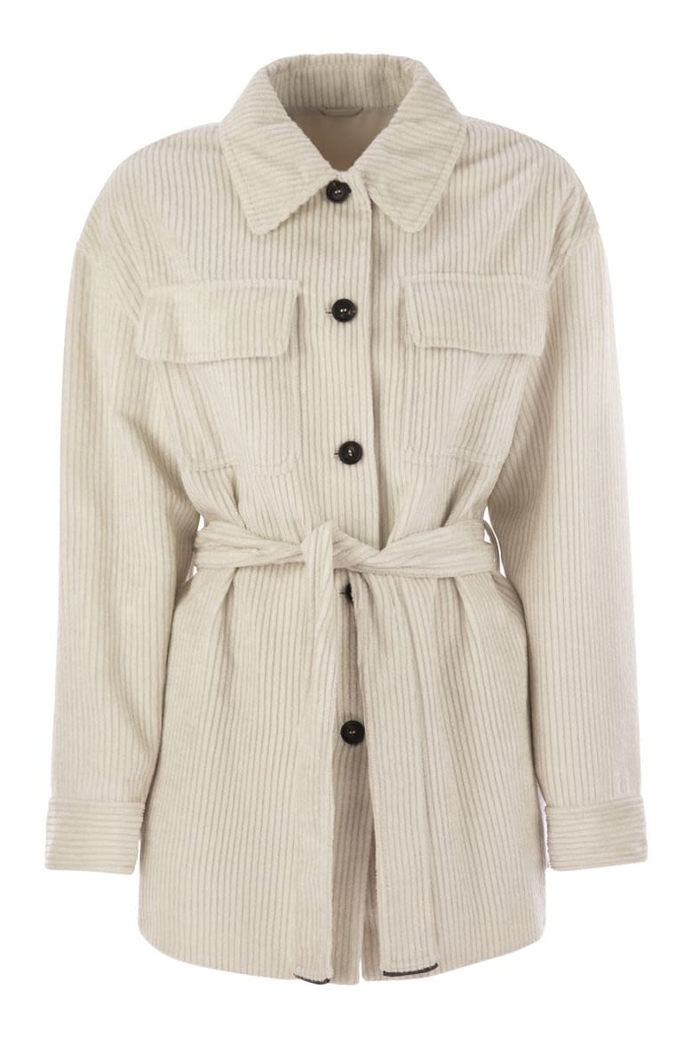 corduroy safari-style jacket with jewellery by Selfnex