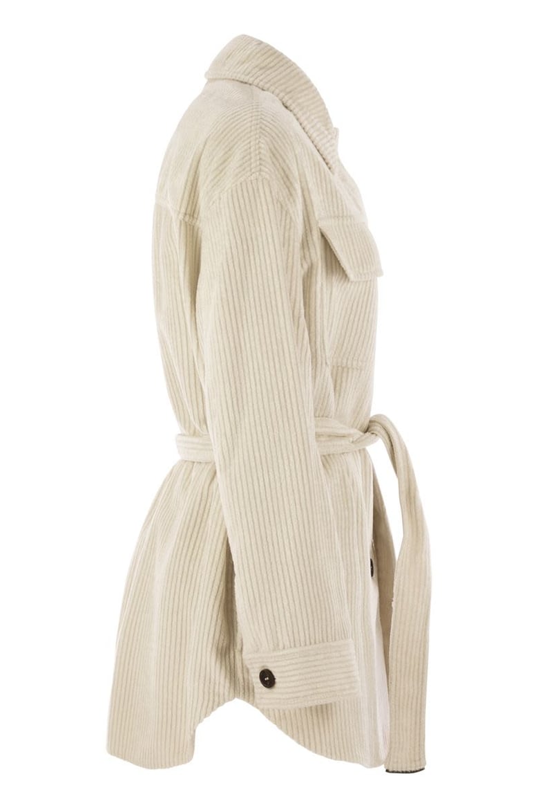 corduroy safari-style jacket with jewellery by Selfnex