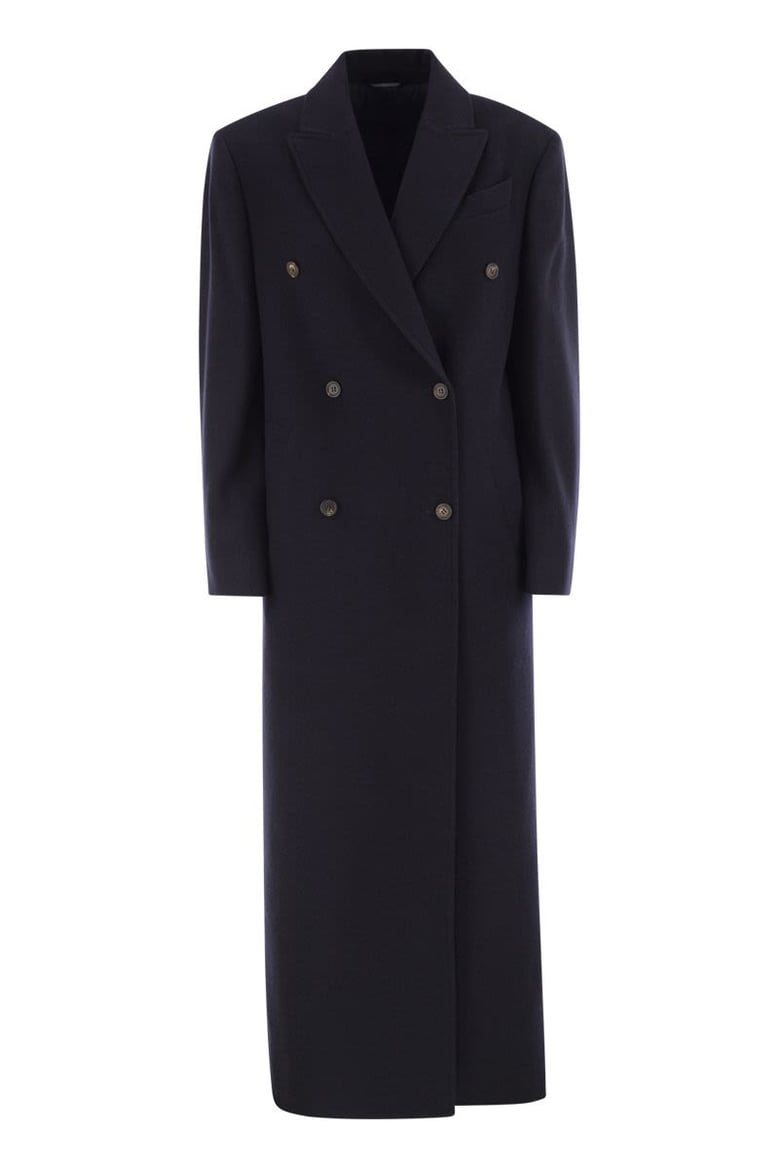 long wool coat with jewellery by Selfnex