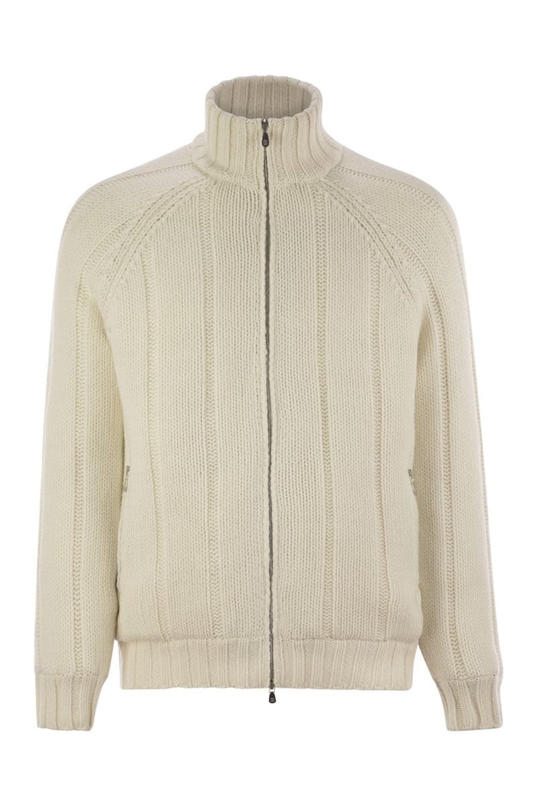 cashmere knit down jacket with zip by Selfnex
