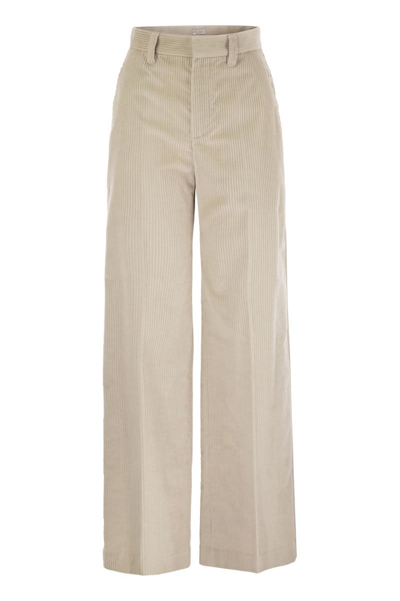 fluid corduroy sartorial track trousers with jewellery by Selfnex