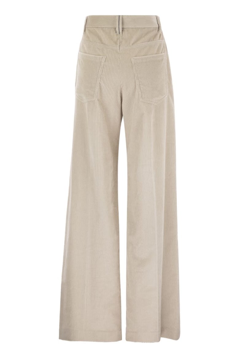 fluid corduroy sartorial track trousers with jewellery by Selfnex