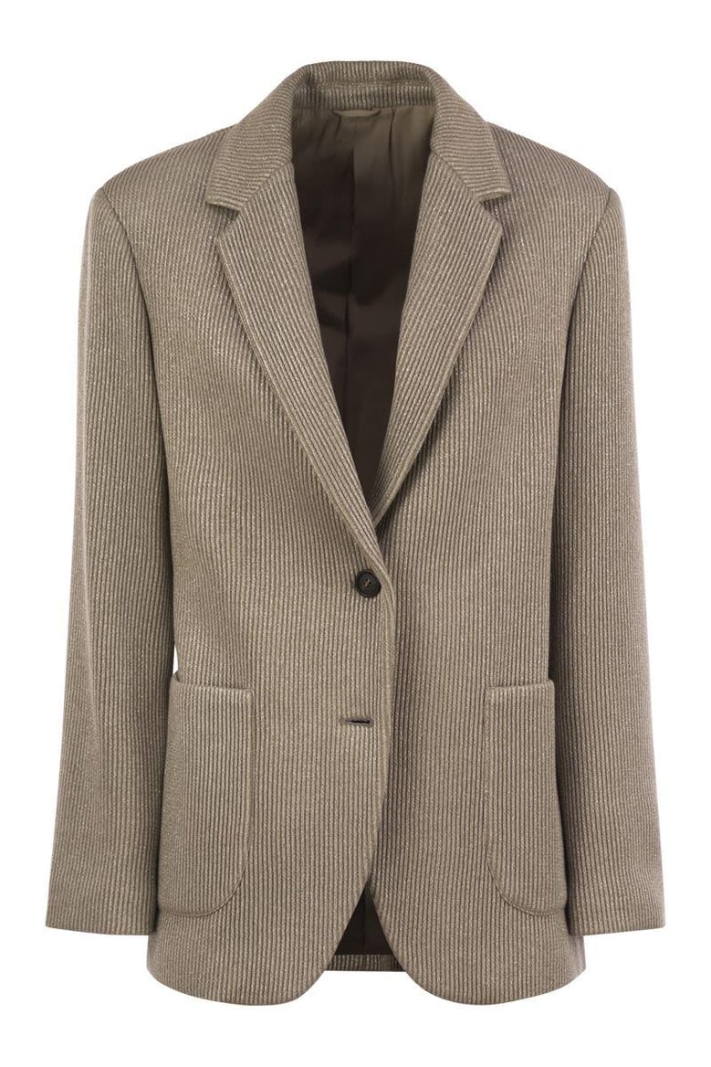 sparkling english rib cotton and viscose knitted jacket with monili by Selfnex