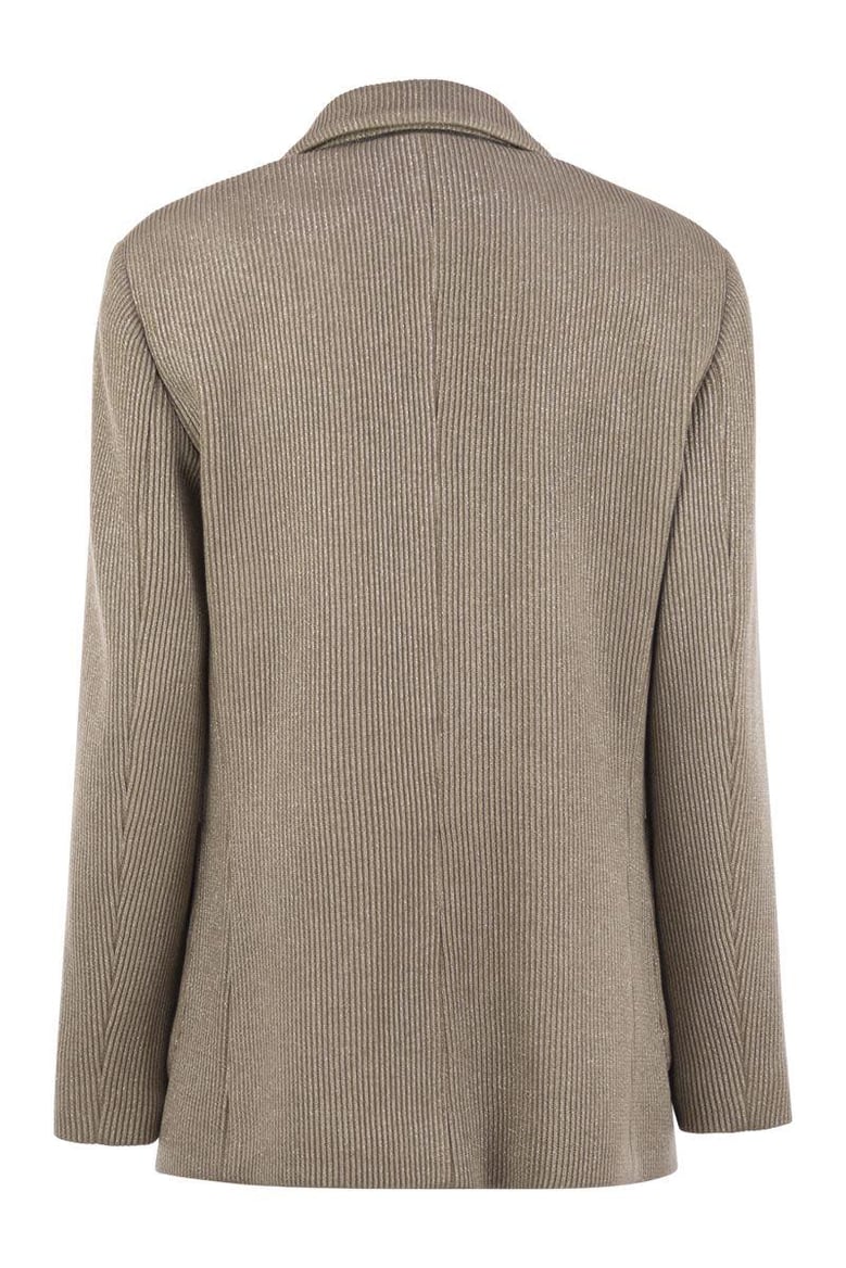 sparkling english rib cotton and viscose knitted jacket with monili by Selfnex