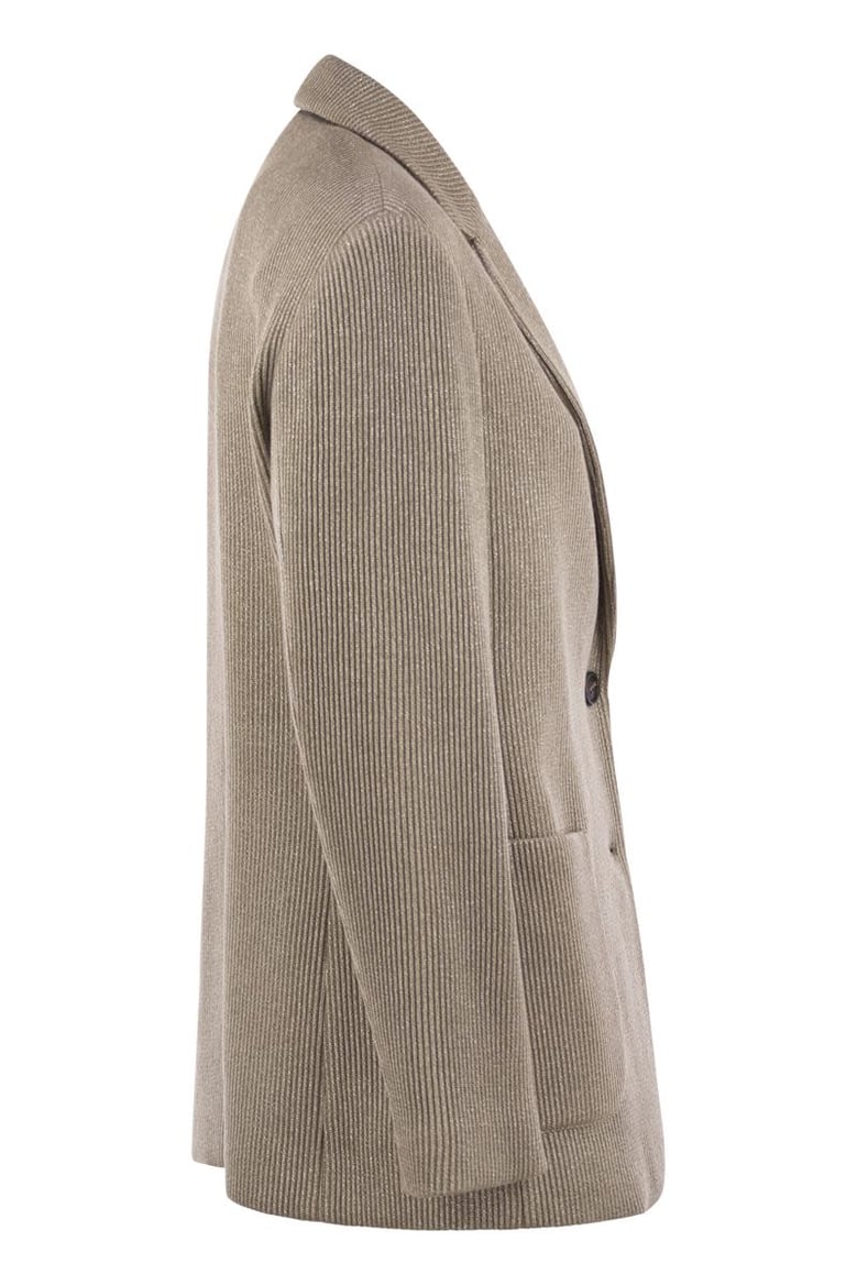 sparkling english rib cotton and viscose knitted jacket with monili by Selfnex