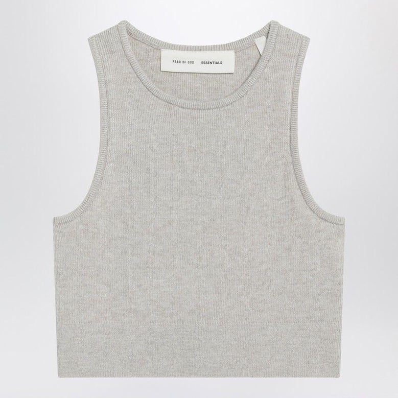 ribbed greige cropped top by Selfnex
