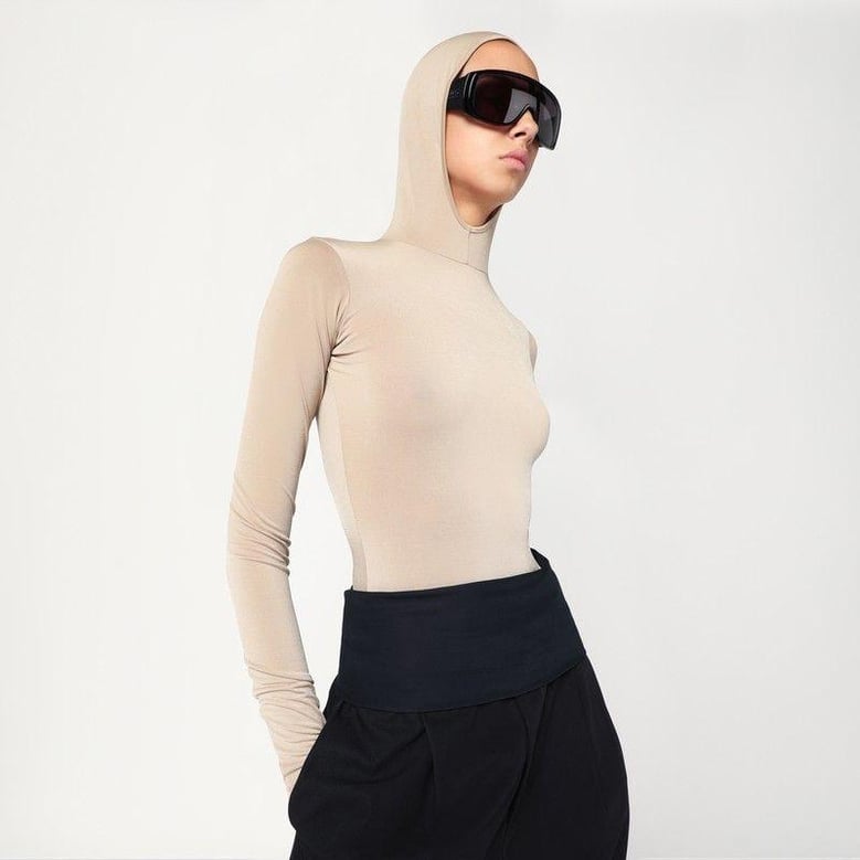 billie hooded top in flesh colour by Selfnex
