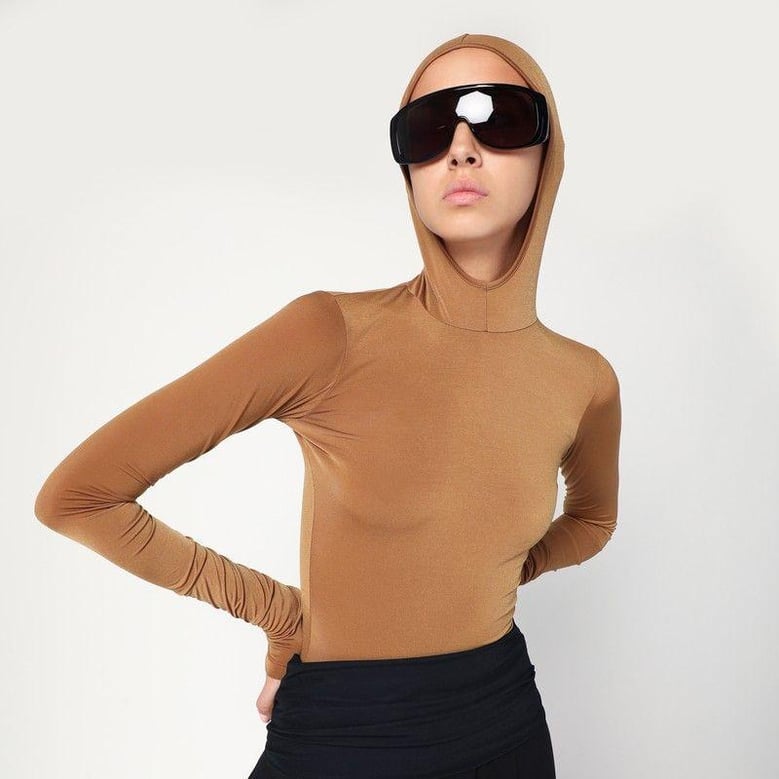 billie hooded top in caramel colour by Selfnex