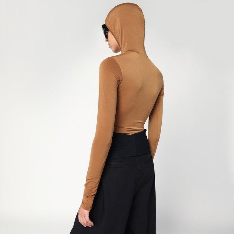billie hooded top in caramel colour by Selfnex