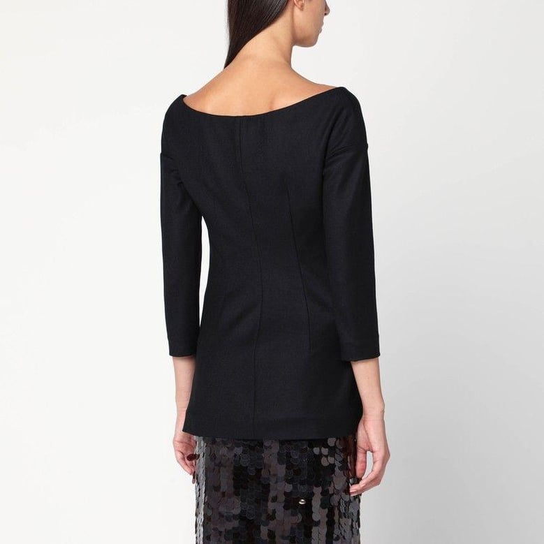 black wool v-neck jacket by Selfnex