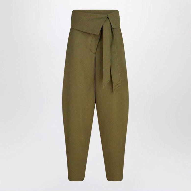 military green wool gabardine trousers by Selfnex