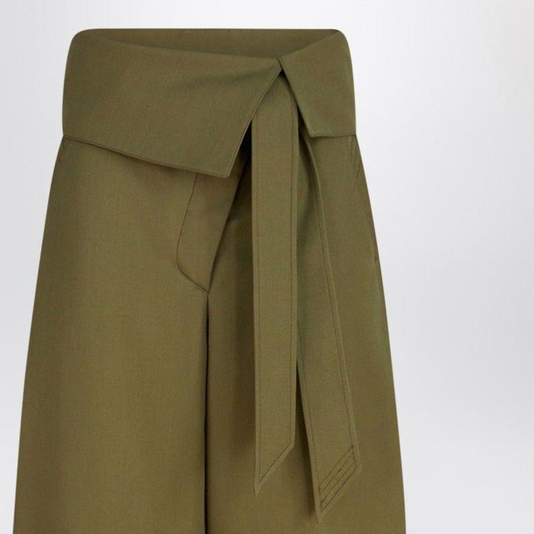 military green wool gabardine trousers by Selfnex