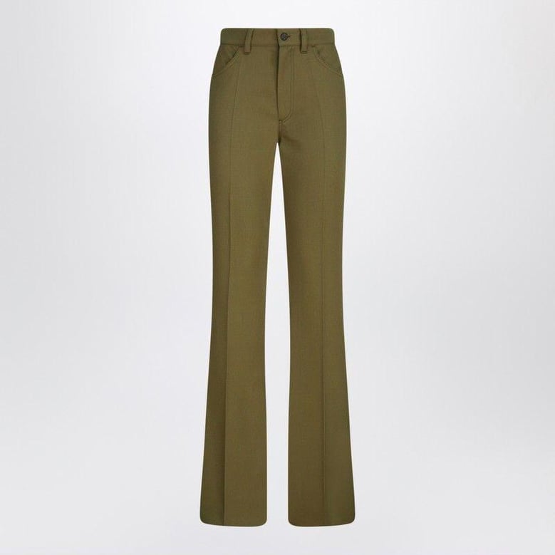 military green wool gabardine trousers by Selfnex