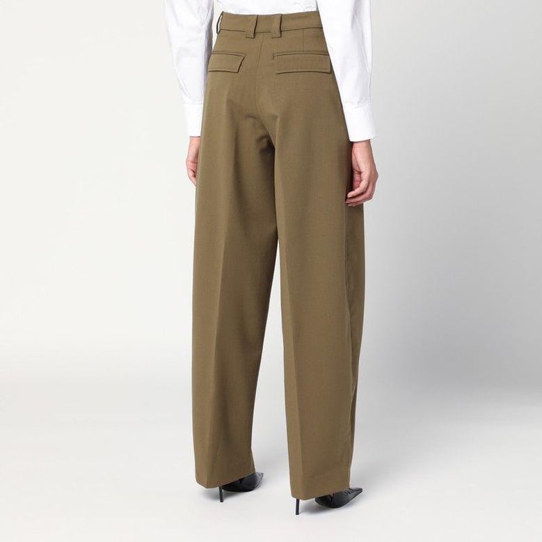 taupe wool blend trousers by Selfnex