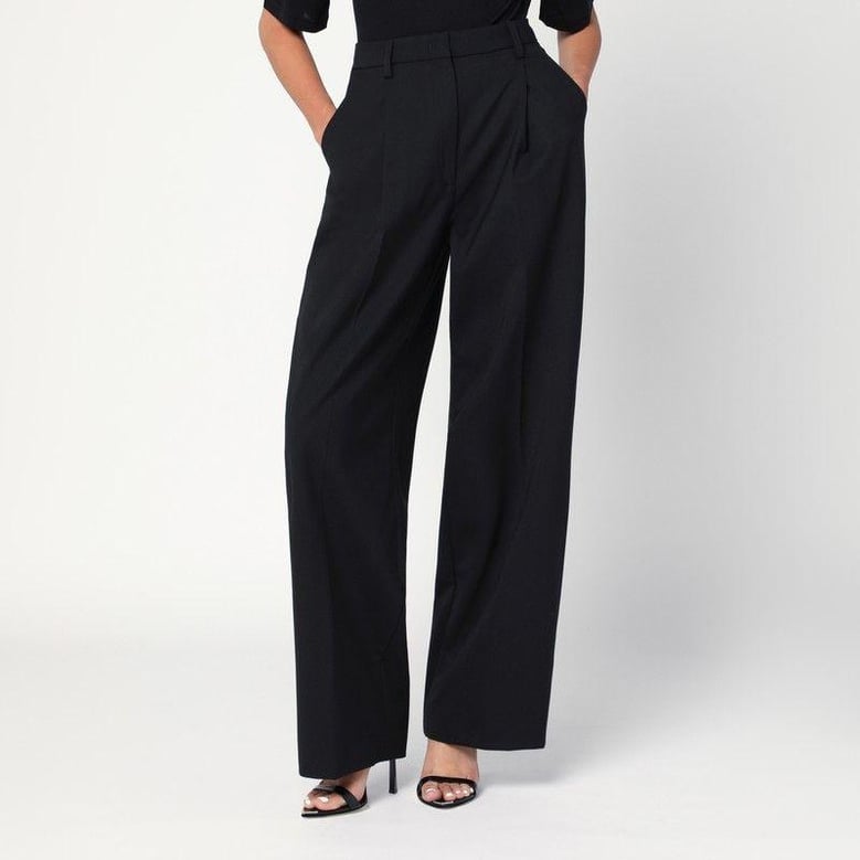 wide-leg black wool blend trousers by Selfnex
