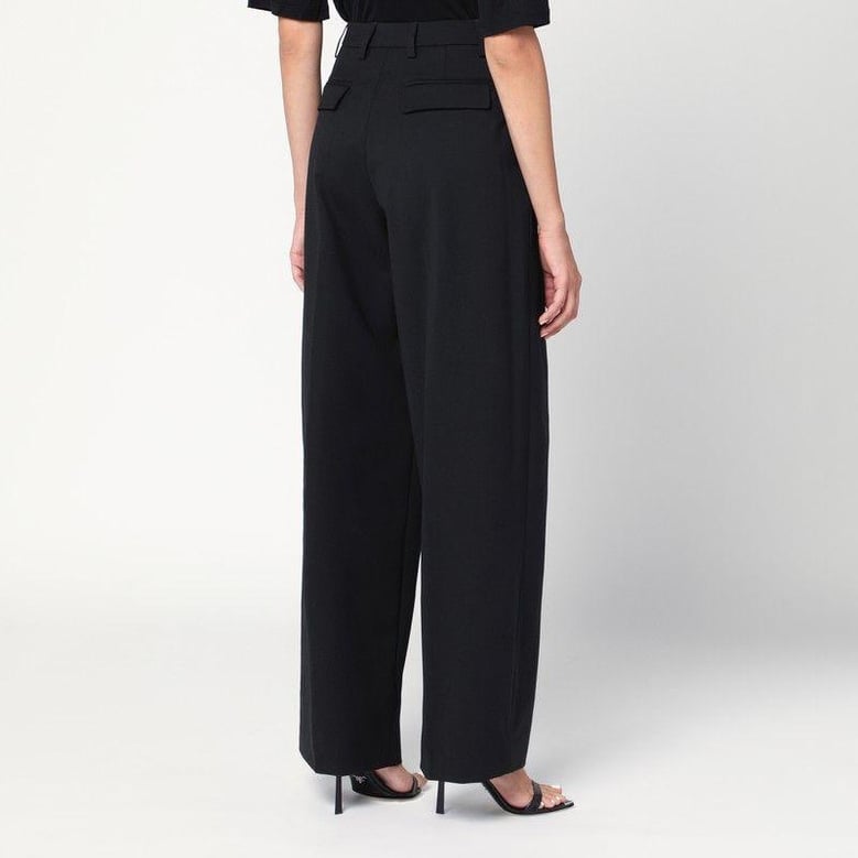 wide-leg black wool blend trousers by Selfnex