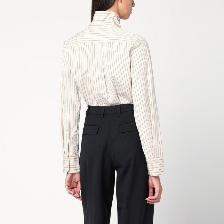 striped shirt with scarf collar by Selfnex
