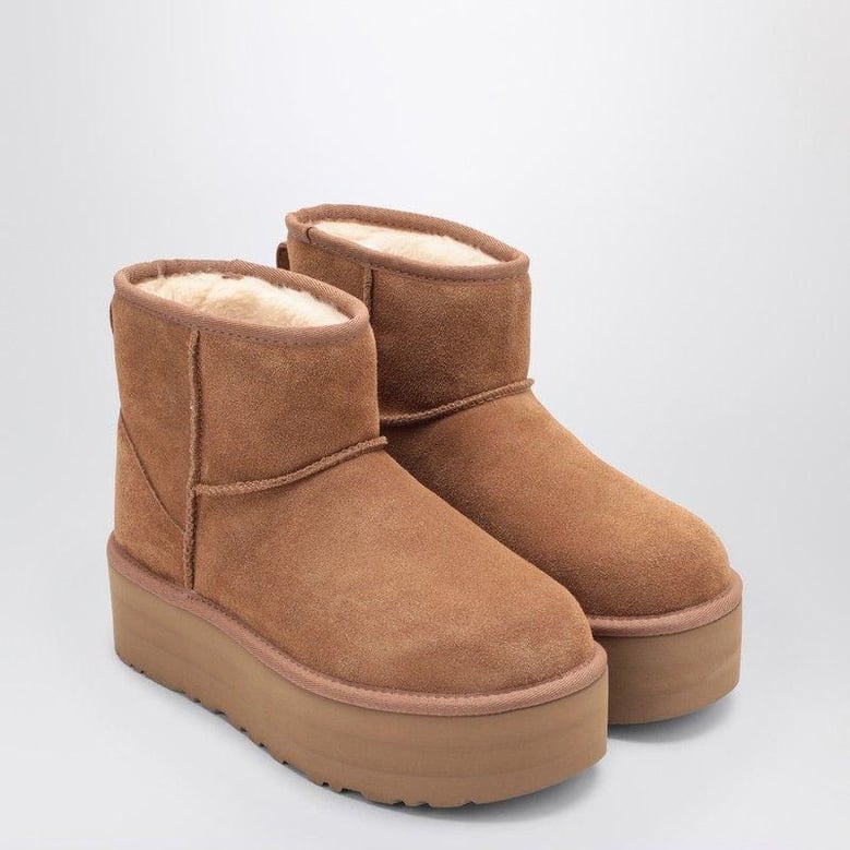 classic mini platform boots in chestnut by Selfnex