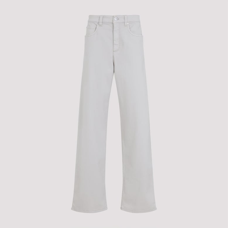 stretch dyed denim loose barrel jeans with monili by Selfnex