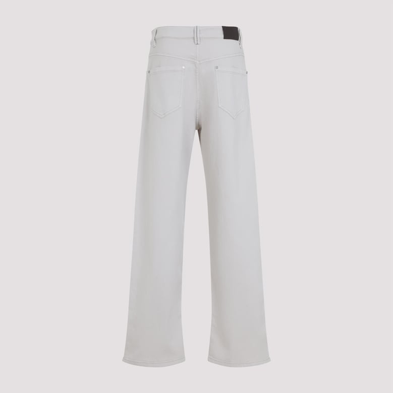 stretch dyed denim loose barrel jeans with monili by Selfnex