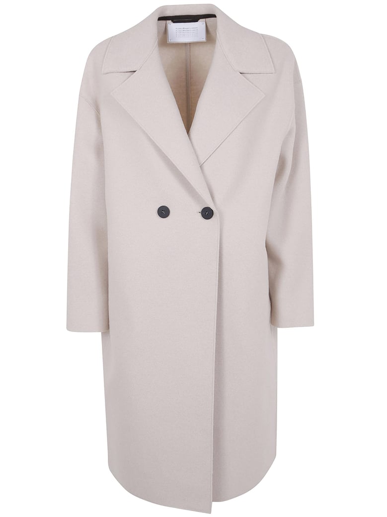 women dropped shoulder double breasted coat pressed wool by Selfnex