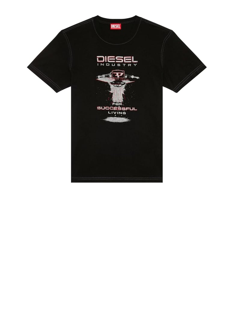 black t-shirt with print by Selfnex