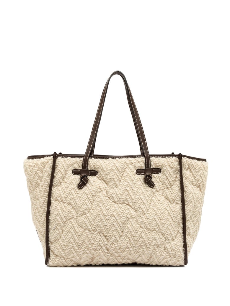 gianni chiarini shopper bag in fabric wool leather beige color reversible by Selfnex